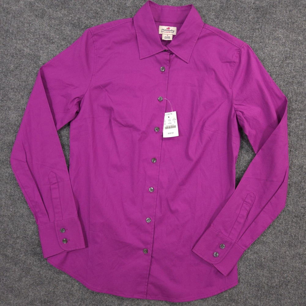 J Crew Haberdashery Stretch Shirt Womens S Plum Purple Long Sleeve Button Up NEW